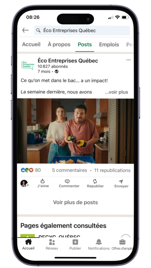 Avec la création d’un plan de contenu et l’animation de la page LinkedIn